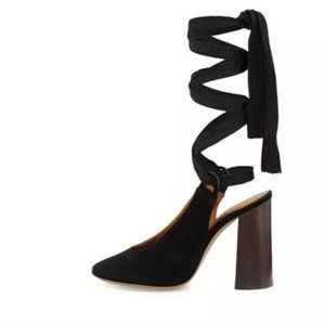 Brand New in Box CHLOE Suede Block-Heel Leg-Wrap Pumps sz 35